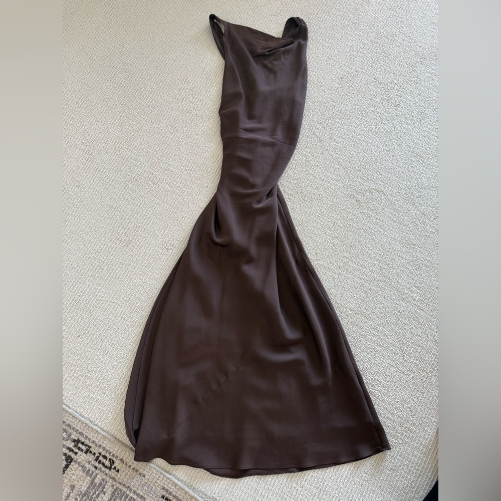 Quince Silk Stretch High Neck Dress - Size Small